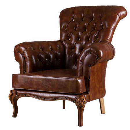 مبل یک نفره مدل چستر چوب راش روکش چرم اصل