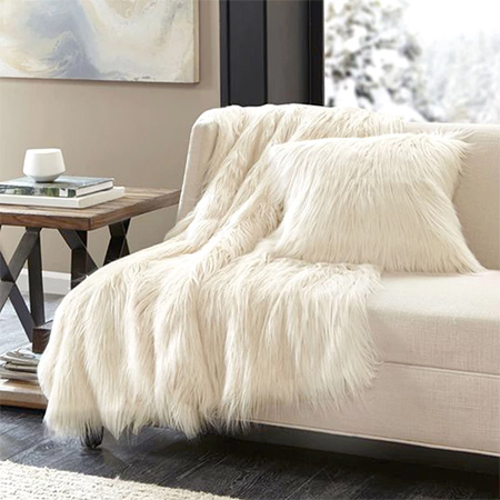 شال مبل مدل خز سفید پرز بلند