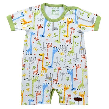 سرهمی شورتی نوزادی اسپیکو مدل سانی جنس پنبه طرح زرافه