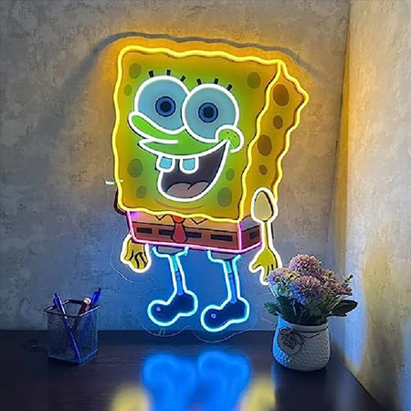 چراغ دیواری مدل نئون پلکسی باب اسفنجی کودکانه