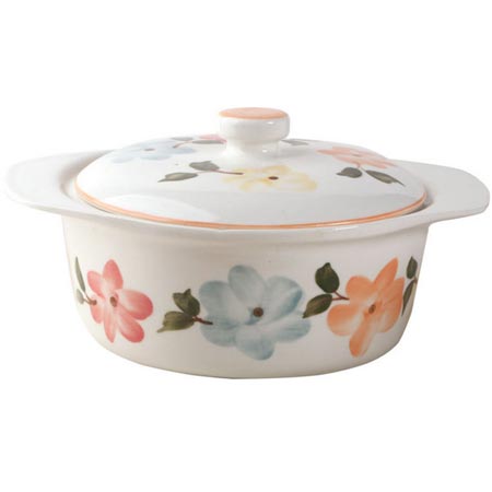 ظرف سوپ خوری سرامیکی طرح بهار گل ها با سطح گود