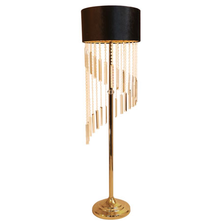 آباژور ایستاده کلاسیک با کلاهک پارچه ای و بدنه فلزی