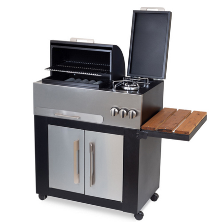 باربیکیو گازی چند کاره نما استیل درب دار با یک شعله گاز