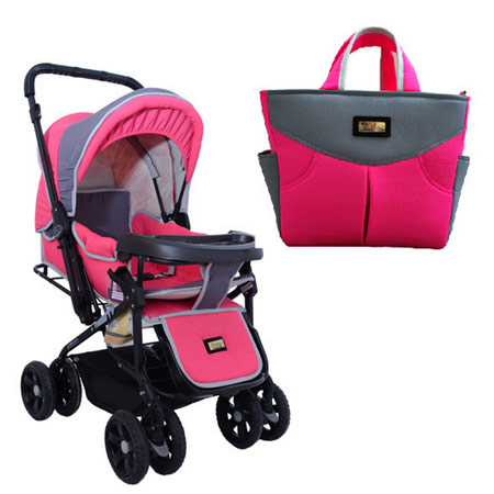 کالسکه کودک به همراه ساک لوازم کودک با ظرفیت 30 کیلو