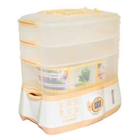 بخارپز سه طبقه سانی با توان 800 وات و ظرفیت 8 لیتری