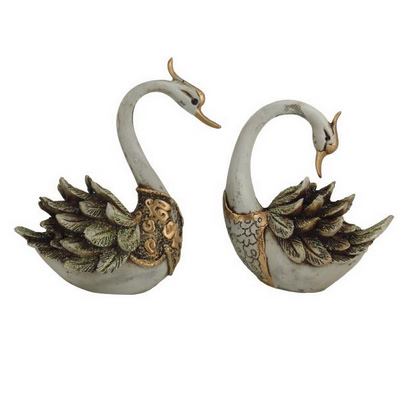 مجسمه طرح قو جنس پلی استر مجموعه دو عددی