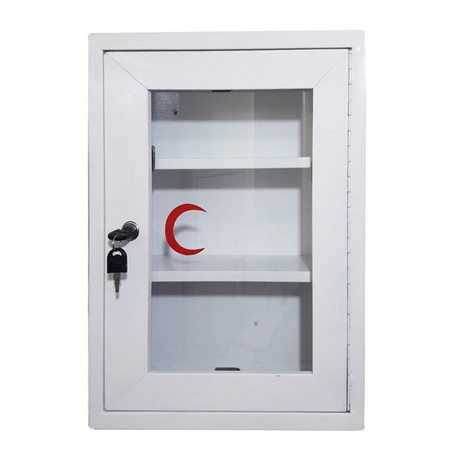 جعبه کمکهای اولیه دیواری دارای قفل و کلید و شیشه