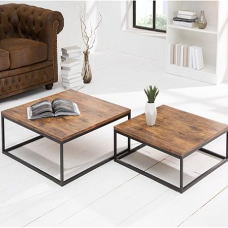 میز جلو مبلی صفحه ام دی اف پایه فلزی بسته 2 عددی