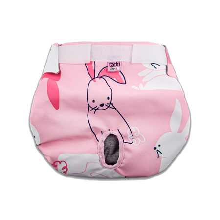 پوشک سگ تادو مخصوص سگ ماده با طرح خرگوش صورتی سایز S