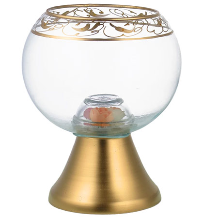 تنگ ماهی شیشه ای پایه فلزی کروی