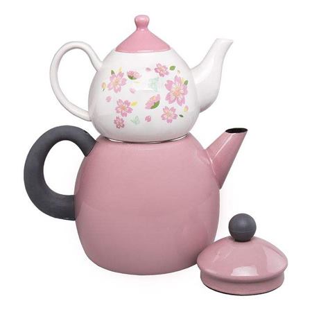 ست کتری و قوری فلزی با روکش لعابی هوم کینگ