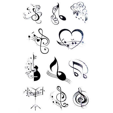 تاتو موقت طرح گیتار و نت موسیقی