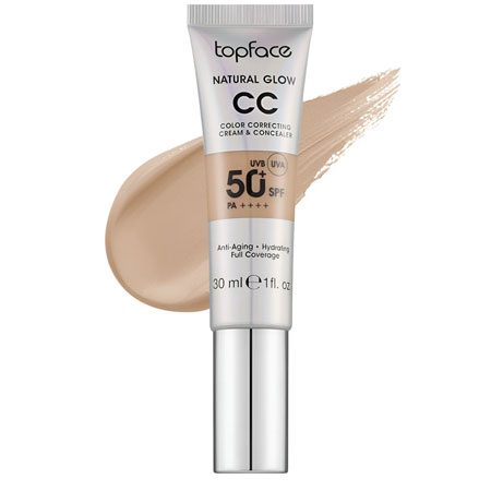 کرم پودر CC مایع SPF50 تاپ فیس مدل NATURAL GLOW