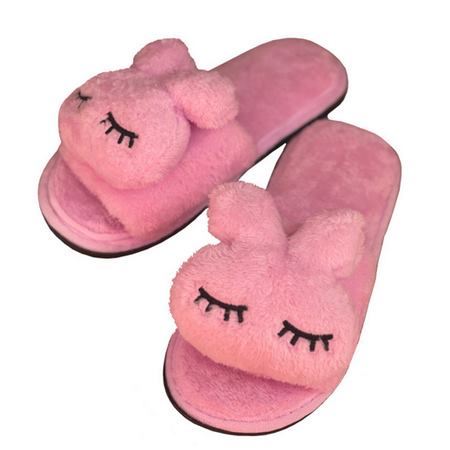 دمپایی حوله ای دخترانه صورتی مدل رابی کد S