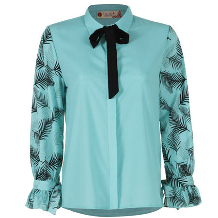 شومیز زنانه تولیکا جنس پلی استر یقه برگردان آستین بلند