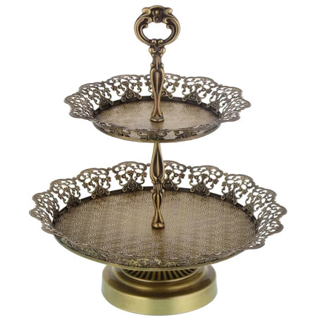 ظرف شیرینی خوری فلزی دو طبقه شیک و جدید