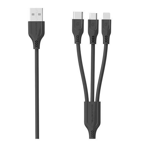 کابل تبدیل USB به microUSB USB-C و لایتنینگ سوموس تل 1 متر