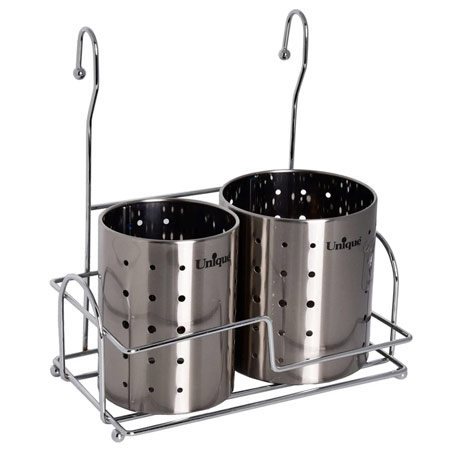 جا قاشقی دو قلو استیل یونیک مدل آوزیر و رومیزی