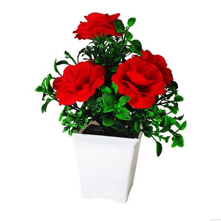 گلدان به همراه گل مصنوعی مدل رز