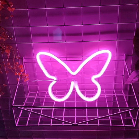 چراغ نئونی دیواری جنس فلکسی طرح پروانه