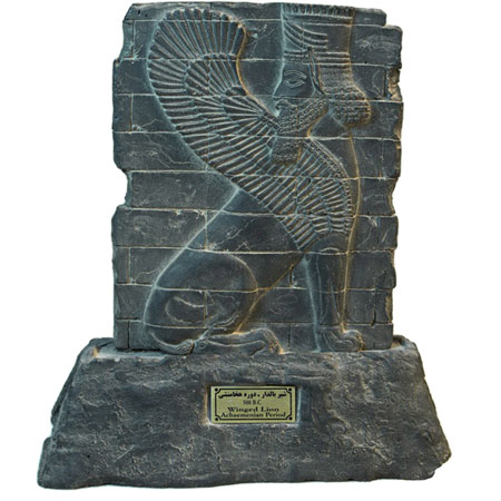 تندیس کتیبه آجری شیر بالدار دوره هخامنشی جنس پلی استر