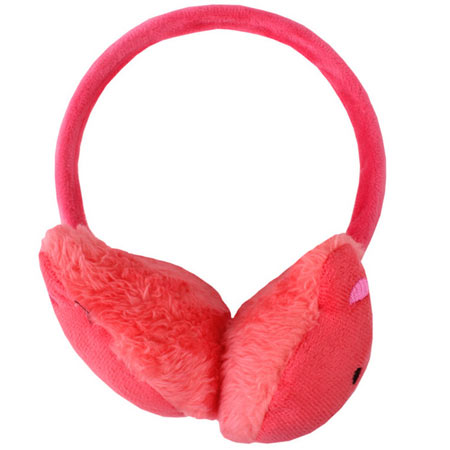 گوش گیر زمستانی دخترانه بافت طرح دار صورتی