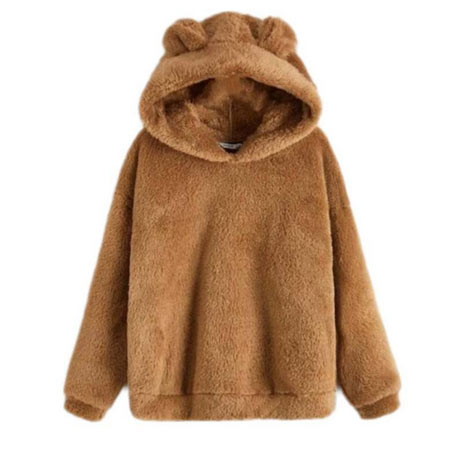 هودی زنانه مدل خرسی جنس پشمی خزدار