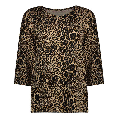 بلوز آستین سه ربع زنانه افراتین مدل آنا پلنگی جنس ویسکوز