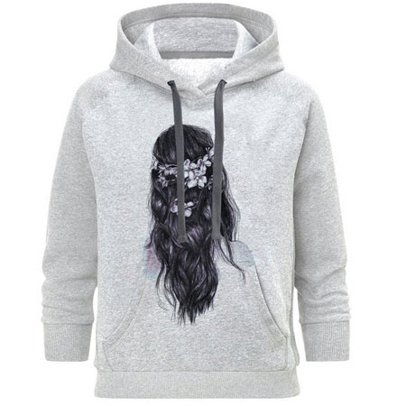 هودی زنانه کرک دار طرح دختر جنس پلی استر نخ ویسکوز