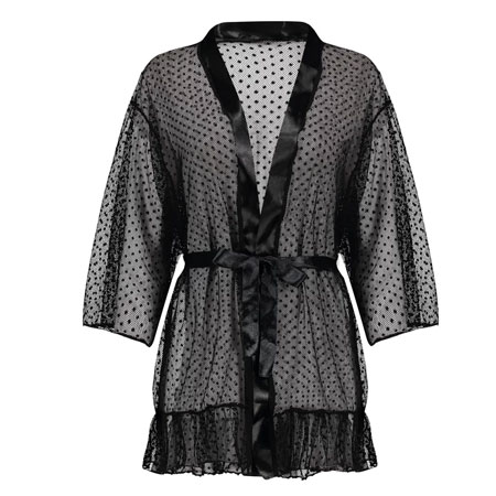 روبدوشامبر زنانه برند ناتوسا رنگ مشکی جنس توری