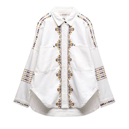 شومیز آستین بلند زنانه جنس کتان یقه هفت مدل بوستون