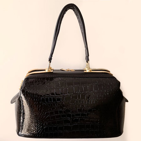 کیف مجلسی زنانه طرح دار فرم صندوقی تت چرم مصنوعی