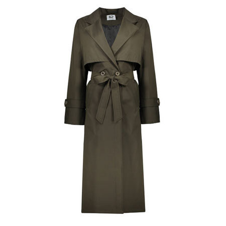 بارانى زنانه مدل ترنچ رنگ سبز استردار و ضدآب قد بلند