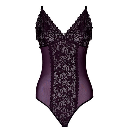 بادی زنانه گیپور دار مدل 25105 رنگ بنفش