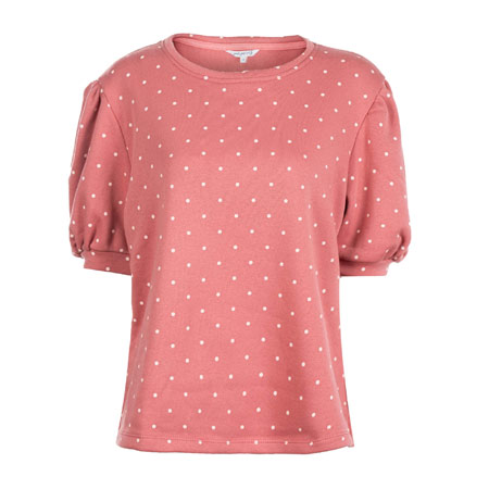 بلوز آستین کوتاه زنانه جوتی جینز مدل پاییزه رنگ صورتی خال خالی