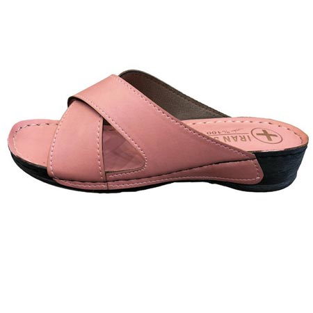 دمپایی زنانه صورتی مدل بنیتا چرم مصنوعی