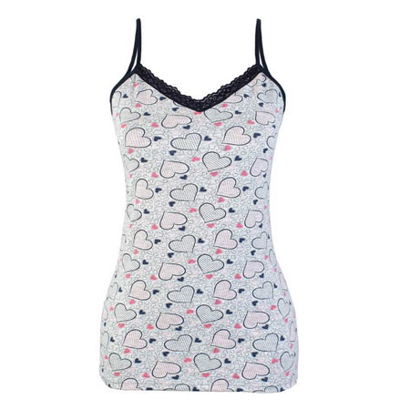 تاپ زنانه طرح دار پنبه تریکو یقه هفت بدون آستین