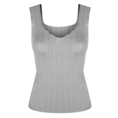 تاپ زنانه مدل ساده یقه دلبری رنگ طوسی