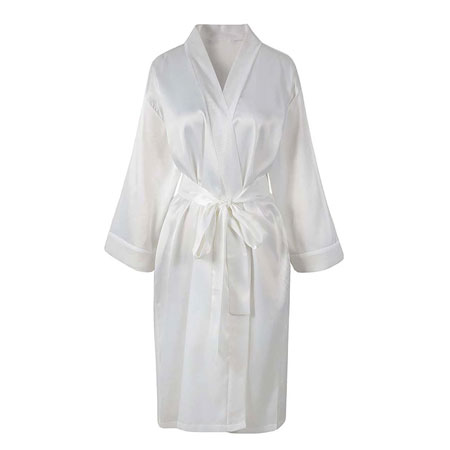 ربدوشامبر زنانه ساتن رنگ سفید مدل کیمونو