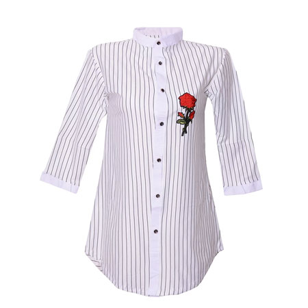 شومیز زنانه آستین بلند رنگ سفید جنس تریکو و ویسکوز