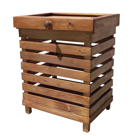 سبد رخت چرک چوبی مربعی مدل درب کشویی