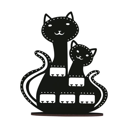 استند جواهرات چوب آرا طرح گربه ها مدل mk65A