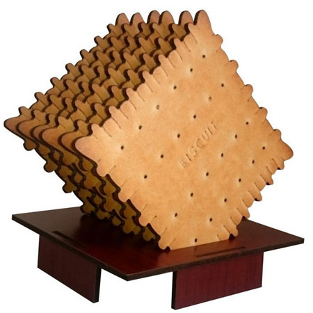 زیر لیوانی چوبی ژیوار طرح بیسکویت بسته 6 عددی