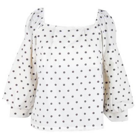 بلوز زنانه نخی خال خالی زیبو مدل 011331-WHITE