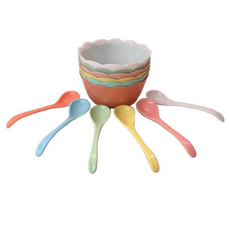 بستنی خوری پلاستیک مدل یاسمن مجموعه 6 عددی