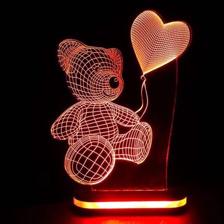 چراغ خواب سه بعدی طرح خرس و بادکنک