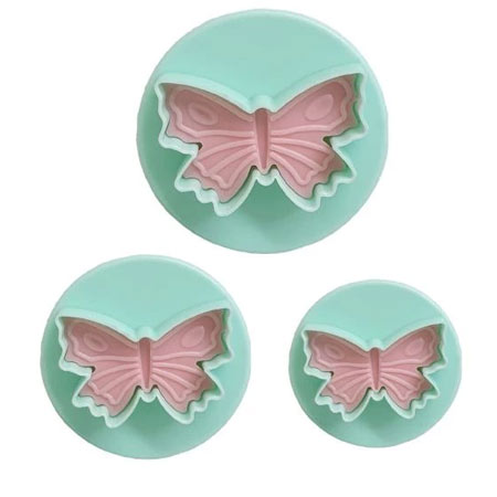 کاتر شیرینی پزی فشاری پلاستیکی طرح پروانه مجموعه 3 عددی