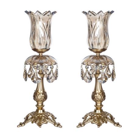 شمعدان برنجی چشمه نور بسته 2 عددی