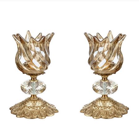 شمعدان برنجی چشمه نور اندازه کوتاه بسته دو عددی