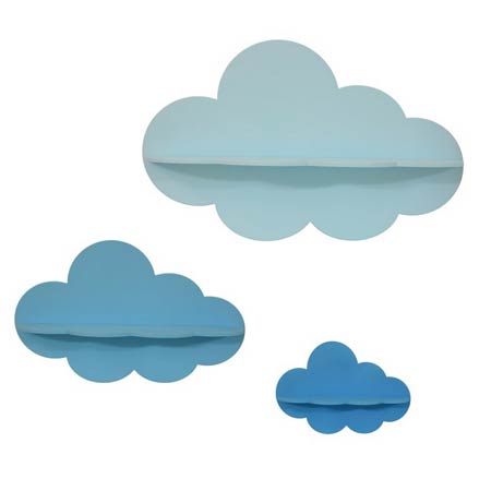 شلف دیواری کودکانه طرح ابر مجموعه 3 عددی